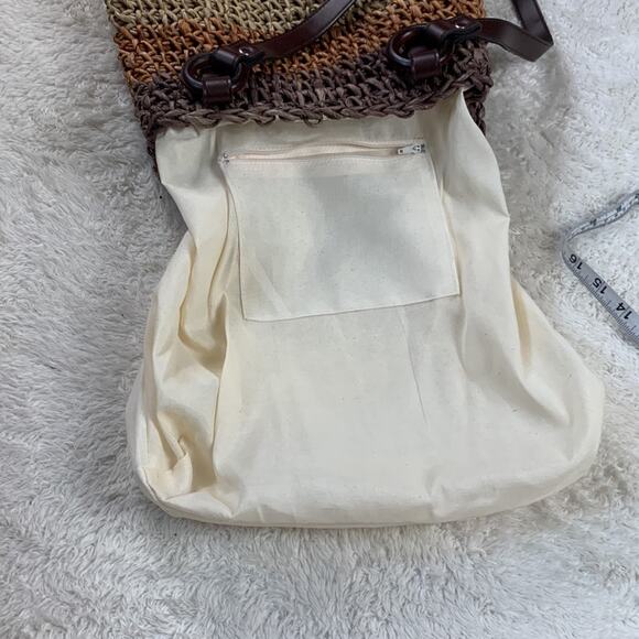 Unbranded Large tiered color rattan triangle shoulder bag - Picture 9 of 10